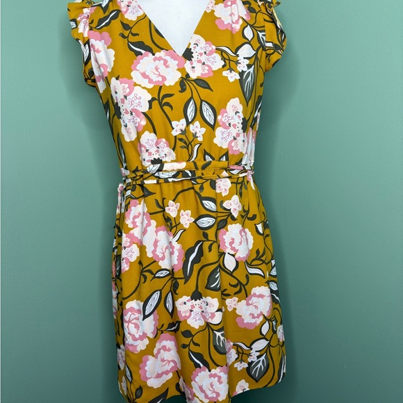 LOFT Dresses & Skirts - LOFT Mustard Floral Mini Dress Small Petite